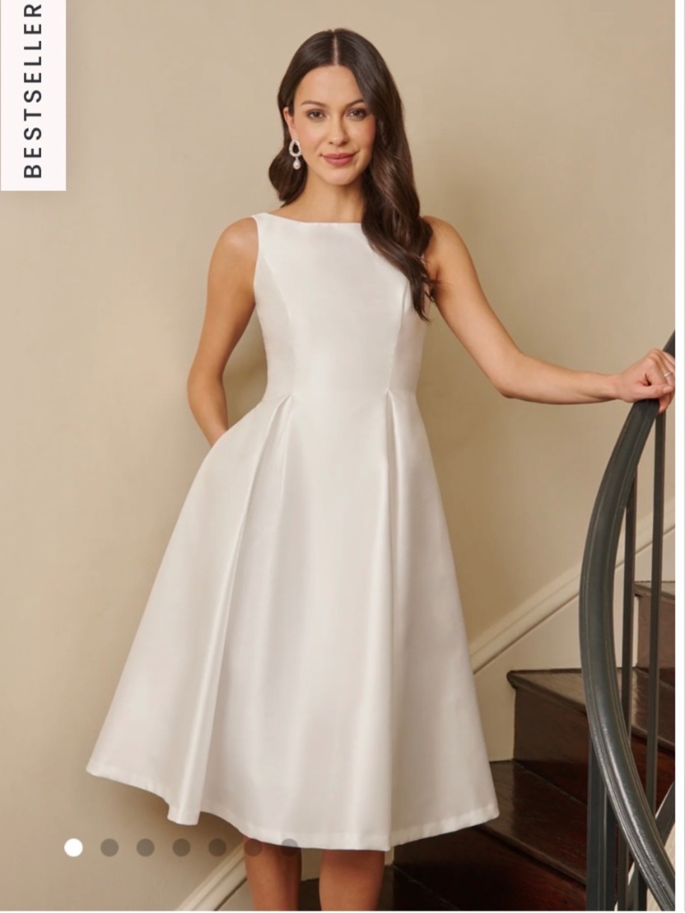 ADRIANNA PAPELL Sleeveless Mikado Fit And Flare Midi Dress With V-Back In Ivory